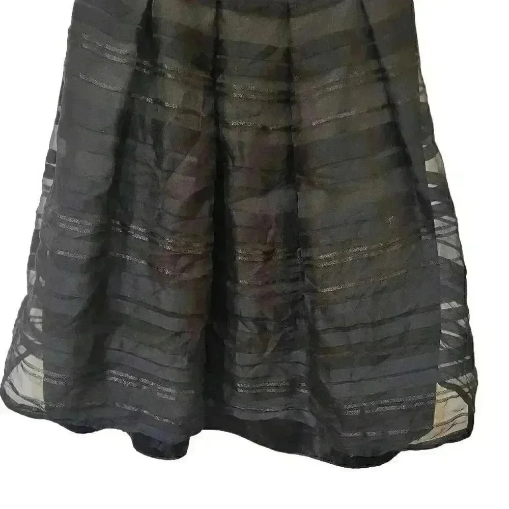 White House Black Market Women's Black Cotton/Silk/Poly Strapless Fit & Flare St